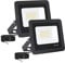 LED Strahler Außen 2 Stücke, Superhell Außenstrahler 20W 2000LM Strahler LED IP65 Wasserdichte Geführte Scheinwerfer im Freien für Dach Garten Hof Tor Garage Schwarze (4500K Natürliches Licht)