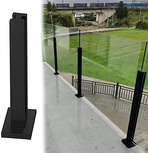 BIBOYA Zaunsäulen Glasgeländer Hochleistungs-Glasbalustrade-Geländerpfosten, Schwarzes Quadratisches Flurhandlauf-Kit für Glas- / Kunststoff- / Holz- / Acrylplatten, Color : Mid pos