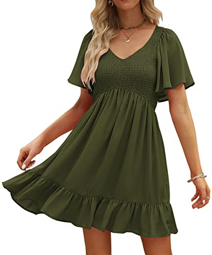 LILLUSORY Fließendes, legeres Minikleid für Damen, Sommer, Abschlusskleid