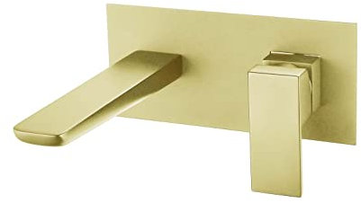 Dara Brushed Gold Bathroom Sink Mixer Tap | Wall Mounted Basin Mixer Tap | Bathroom Tap