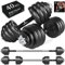Amonax 40kg Cast Iron Adjustable Dumbbells, Barbell Set for Men & Women, Strength Training Equipment for Home Gym & Fitness, Dumbbell Pair & Bar Bells for Weight Lifting
