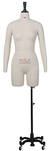 GGZONE Vollständig feststeckbare Mannequin-Kleiderform für Frauen mit Armen, Frauen-Halbkörper-Schneiderin-Dummy-Puppe für T-Shirt-Kleidungsanzeige/Unterrichtspraxis (Color : White, Size : S-155/80A)