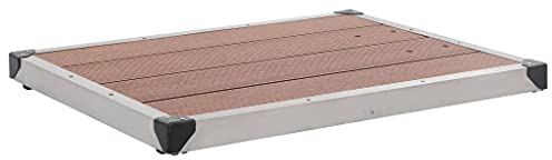 Gecheer Garten Duschwanne mit Lattendesign für 1 Person Bodenelement für Solardusche Gartendusche Pooldusche WPC Edelstahl 80 x 62 x 5 cm (B x T x H) Braun