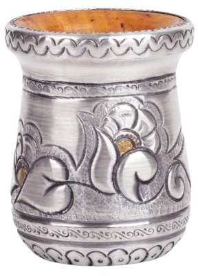 SHOPPLACE Set Mate Aluminio Vaso Alto mas Bombilla Plana Acero Tallado a mano Artesanal Argentino Yerba (hojas)