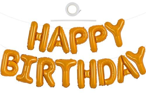TONIFUL Licht Orange Happy Birthday Ballon Girlande,16 Zoll Licht Orange Folie Happy Birthday Folienballon Luftballon Geburtstagsballon Banner Helium Ballon für Geburtstag Party, Geburtstagsbanner