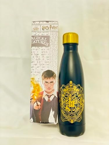 HARRY POTTER - Gourde Acier Inoxydable - Bouteille d'Eau - Cadeaux Accessoire Gourdes - Bouteilles d'Eau en Métal - 500ml - Noir et Doré