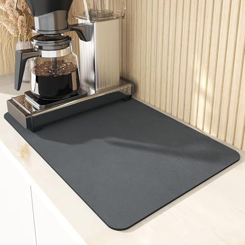 Kaffeemaschine und Geschirr Abtropfmatte, Abtropfmatte Geschirr, Rutschfeste Unterlage Kaffeemaschine, Wasser Aufnehmen Matte Kaffeemaschine, Geeignet für Küchen, Bars, Waschbecken und Badezimmer.