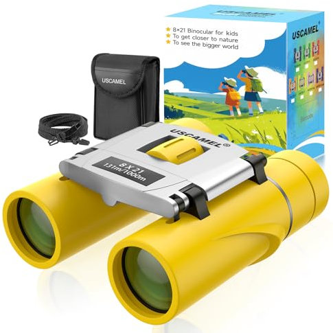 USCAMEL Fernglas für Kinder und Erwachsene, 8×21 Mini Fernglas Kompakt Wasserdichtes für Vogelbeobachtung und Jagd (Gelb)