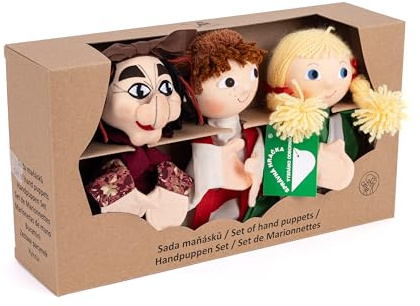3er Set Handpuppen Kasperlefiguren Hänsel und Gretel im Pappkarton 3 TLG., Mehrfarbig, für Kasperletheater
