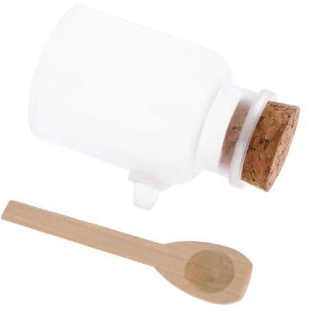 CRILSTYLEO Lot De 3 Boîtes À Sel Pour Le Stockage Du Sel De Bain Avec Couvercle En Plastique Et Cuillère En Bois