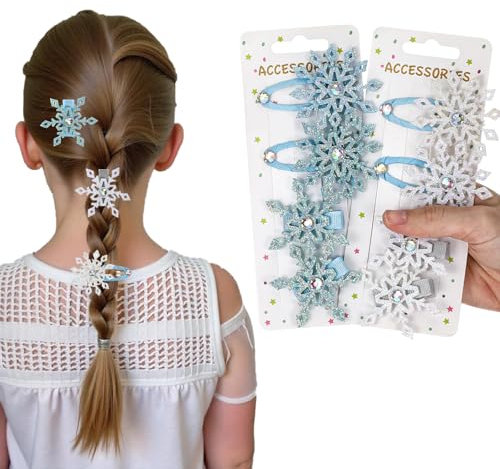 JJUNW 8Stück Schneeflocken Haarspange, Weihnachts Schneeflocken Haarnadel, Blau Weiß Weihnachts Haar Accessoires für Frauen Haarspange Festliche Schneeflocken Haarnadeln Party Ferien Haar Accessoire