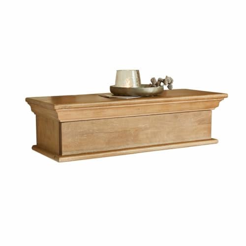 Loberon Wandregal Montarie, mit Kranzleiste und Schublade, Funktional & Dekorativ, Zeitloses Design, mit Antik-Finish, Ablage, Mangoholz, Eisen, braun