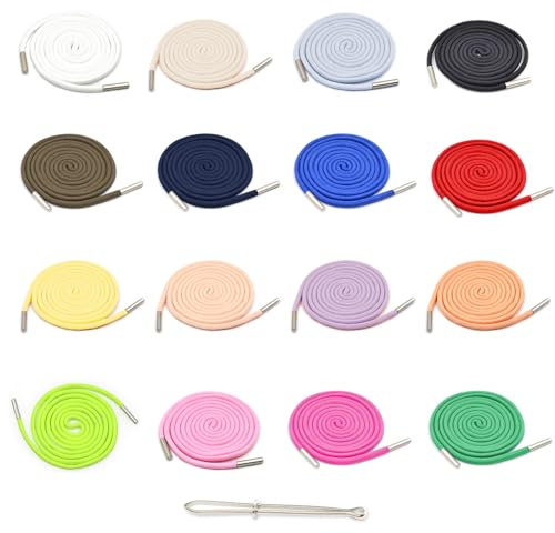 Sxutop 16 Pièces Cordon pour Pantalon de Jogging 140 cm Cordon de Serrage Capuche Cordon de Rechange Universel avec Enfileur de Cordon Cordon de Rechange pour Sweat à Capuche Chaussures (16 Couleurs)