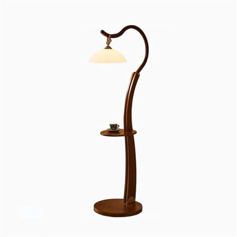 Lampadaires pour salon Lampadaire LED en bois avec table, lampe sur pied avec étagères, lampe de table d'appoint en bois massif for chambres à coucher, salon, bureau, lecture pour Bureau Chambre