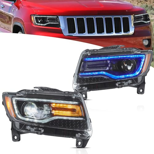 VLAND Scheinwerfer kompatibel für Grand Cherokee WK2 2011 2012 2013, Kein E-Prüfzeichen, 1 Satz - Schwarz