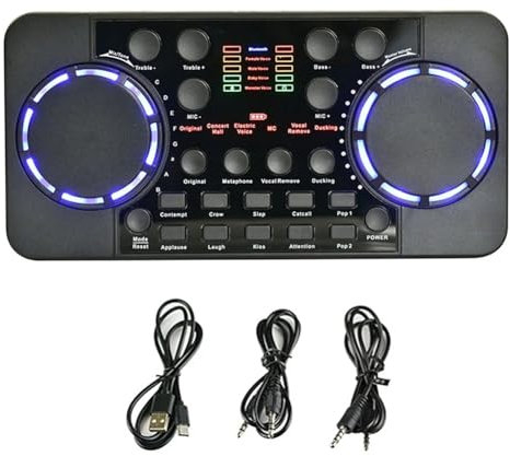 Hduacuge - Tarjeta de sonido V300 Pro, interfaz de audio compatible con Bluetooth, mezclador DJ, efecto digital, consola de reducción de ruido, grabación USB