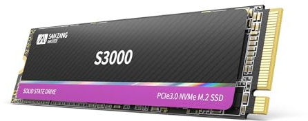 SAN ZANG MASTER NVMe SSD M.2 256GB, Bis zu 2500MB/s Lesen, 1800MB/s Schreiben, PCIe Gen3x4 2280 Interne SSD, SLC Cache 3D NAND Flash, Kompatibel mit Laptop und PC Desktop, S3000
