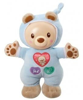Leon Mon Lumi Ourson Bleu 40 berceuses, 2 chansons - Set Peluche veilleuse Musicale avec Carte Animal - Doudou Bebe - Garcon