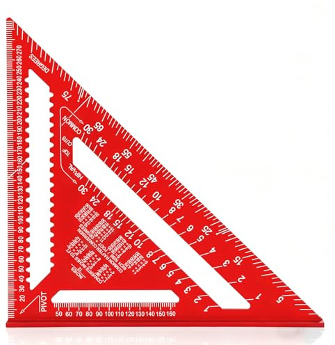 Aluminium Carpenter's Square 12/30cm Multi-Function Metric Roofing Tool | Woodworking Speed Square with Protractor & Angle Finder for Construction, DIY Projects & Framing Work