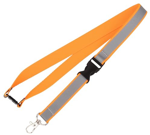 PACOTEX Schlüsselband Lanyard Keyholder Schlüsselanhänger reflektierend, mit Karabiner und Sicherheitsverschluss, orange, 90cm Länge, 2cm breit