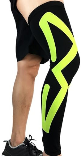 NJIEzhao 1Pcs Full Leg Compression Sleeve For Women Men Long Knee Braces Support Protector For Running Basketball Cycling Calf Compression Sleeve(Green,L)