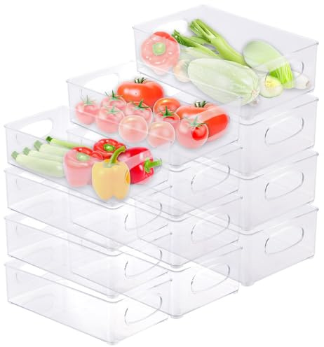 Rosenstein & Söhne Kühlschrank Container: 12er-Set Kühlschrank-Organizer, stapelbar, in 3 Größen, BPA-frei (Organizer-Behälter, Box BPA-frei, Mini)