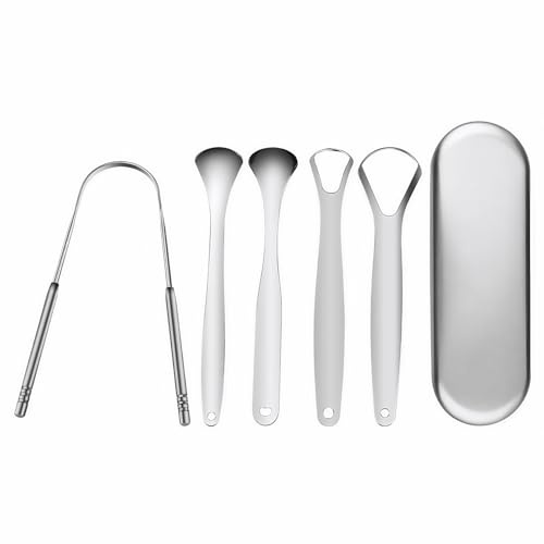 Double-Layer Stainless Steel Tongue Scraper - Deep Cleanse Thick Coating & Eliminate Bad Breath, Flexible Bristle-Free Design, Hygienic Mouth Cleaner for Daily Use - Comfort Handle