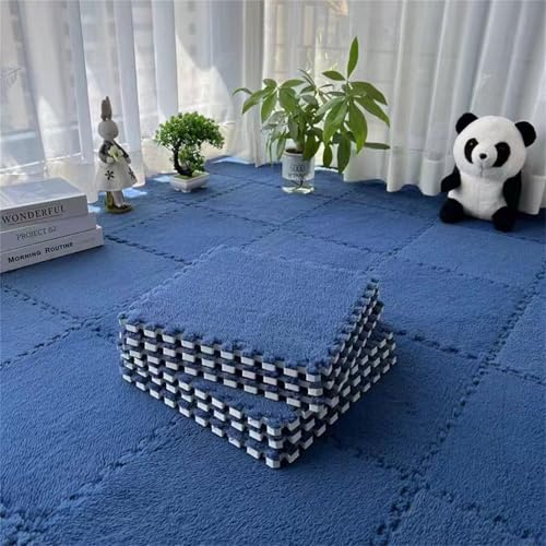 Puzzle-Teppich zum Selbermachen, zuschneidbar, Plüsch-Schaumstoff-Bodenmatte für weichen, rutschfesten Spielbereich, ineinandergreifende Teppiche für Kinder und Haustiere