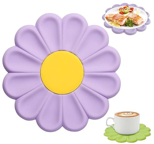 VKSG Daisy Untersetzer für heiße Töpfe und Geschirr, 17 cm, Silikon-Untersetzer für Küche, Untersetzer für heiße Töpfe und Pfannen, hitzebeständige Matte, vielseitig verwendbar, kreatives Tischset