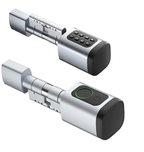 Serratura Smart, Serratura intelligente for porta con cilindro for carta RFID digitale con password regolabile for impronte digitali for hotel domestici,per camere da letto, uffici e hotel(Silver)