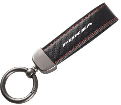 Motorrad-Schlüsselanhänger aus Leder und Carbonfaser für Honda Forza 125 250 300 350 750 Leather Schlüsselanhänger Personalisierte Schlüsselanhänger, Schlüsselring Zubehör,Red-A