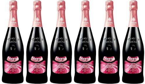 Tosti 1820 Brachetto d'Acqui DOCG Dolce - Spumante Rosso Aromatico 100% Brachetto - Note di Rosa - Piemonte - 6,5% Vol. Confezione con 6 bottiglie da 750 millilitri