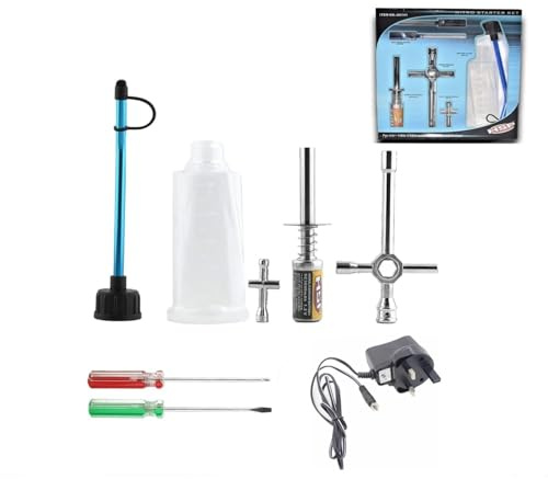 HobbyInn RC Nitro Starter Kit Igniter Plug 1.2V 1800mAh Rechargeable Battery HSP Tool Ignitor Fuel Pump UK