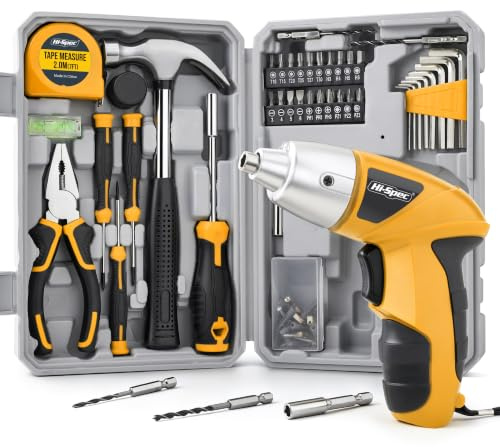 Hi-Spec 42pc 4V Electric Ladies Screwdriver Tool Kit Set, Yellow