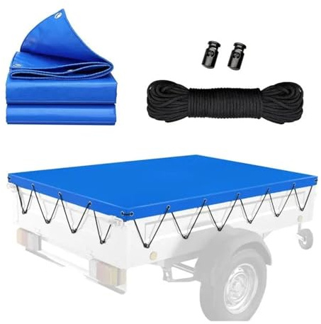 Lastskydd Bakre Trunk Paket 420D Oxford Presenning Släpvagnsduk Vattentät Dammtät Lastbilskaross UV-skyddsöverdrag För Utomhusresor UV-skydd(207x114x6cm)
