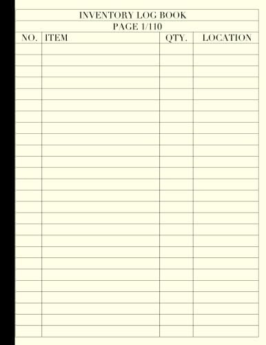 Inventory Log Book: Large ( 8.5 x 11 ) | 110 Pre-Numbered Pages | creme paper | perfect bound