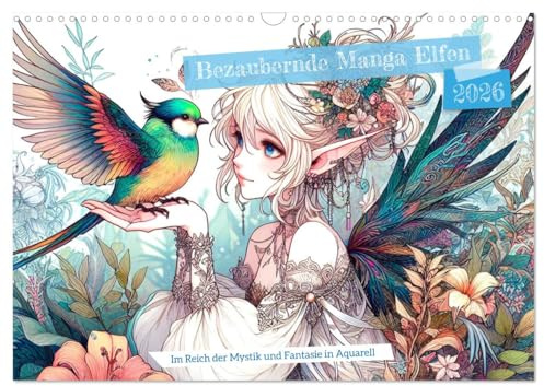 Bezaubernde Manga Elfen (Wandkalender 2026 DIN A3 quer), CALVENDO Monatskalender: Im Reich der Mystik und Fantasie, faszinierend dargestellt im Aquarell-Stil (CALVENDO Kunst)