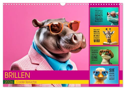 BRILLEN - coole Sprüche (Wandkalender 2026 DIN A3 quer), CALVENDO Monatskalender: Sieh die Welt durch die Brille der Coolness (CALVENDO Gesundheit)