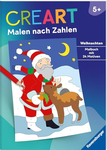 Ravensburger CreArt Malen nach Zahlen ab 5: Weihnachten, Malbuch, 24 Motive