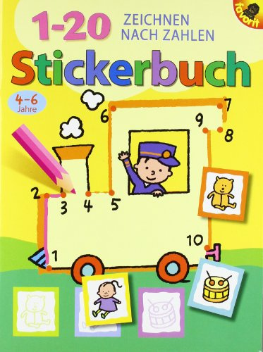 Zeichnen nach Zahlen von 1-20: Stickerbuch