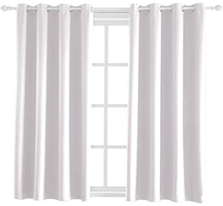 BEGOODTEX Inherent Flammenhemmende Verdunkelungsvorhänge für Fenster, grau-weiß, 8 silberfarbene Ösen, 132 x 213 cm, 1 Stück