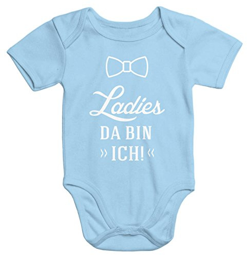 MoonWorks lustiger Baby-Body mit Aufdruck Ladies da Bin ich Bio-Baumwolle Kurzarm