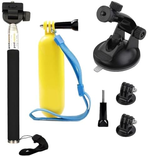Action Camera Accessories Kit Compatible with Gopro Hero 13 12 11 10 9 8/AKASO EK7000/Brave 4/Brave 7 LE/V50X /Dragon Touch/Apexcam/ODDV Camera Selfie Stick Floating Handle Grip Suction Cup Mount ﻿
