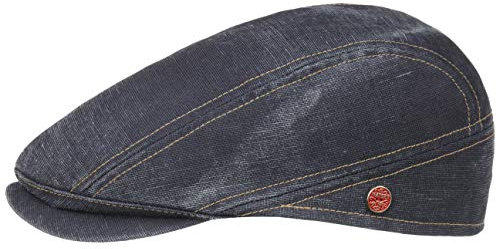 Mayser Delian UV-Schutz Flatcap Baumwollcap Schirmmütze Schiebermütze Sommercap Leinencap Herren - Made in The EU mit Schirm, Schirm Frühling-Sommer - 58 cm Denim