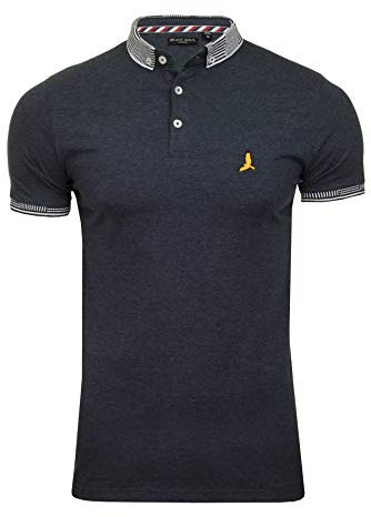 BRAVE SOUL Mens Glover Polo T-Shirt Cotton Short Sleeved (Dk Denim Marl/Dk Denim Marl) M