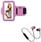 Pack Sport per Huawei P30 Smartphone (Auricolari Bluetooth Metallo + Braccialetto) Corsa T6 (Rosa)