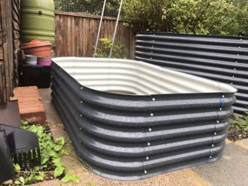 Estate to Garden Raised bed metal galvanised steel planter 43cm tall 4 in 1 modular planter (Slate grey)