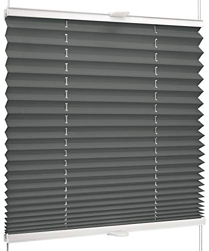 SchattenFreude Basic Klemmfix-Plissee für Fenster | Mit Klemm-Haltern | Ohne Bohren | Anthrazit, Breite: 70cm x Höhe: 220cm