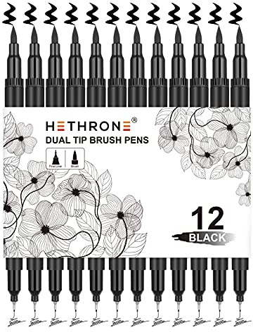 Hethrone Black Coloring Markers (Pack of 12)