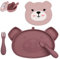 TUM TUM Set de Table Enfant, Assiette Ventouse pour Bébé Bol, Couverts Enfant, 6 m+, Betsy l'Ours, Rose